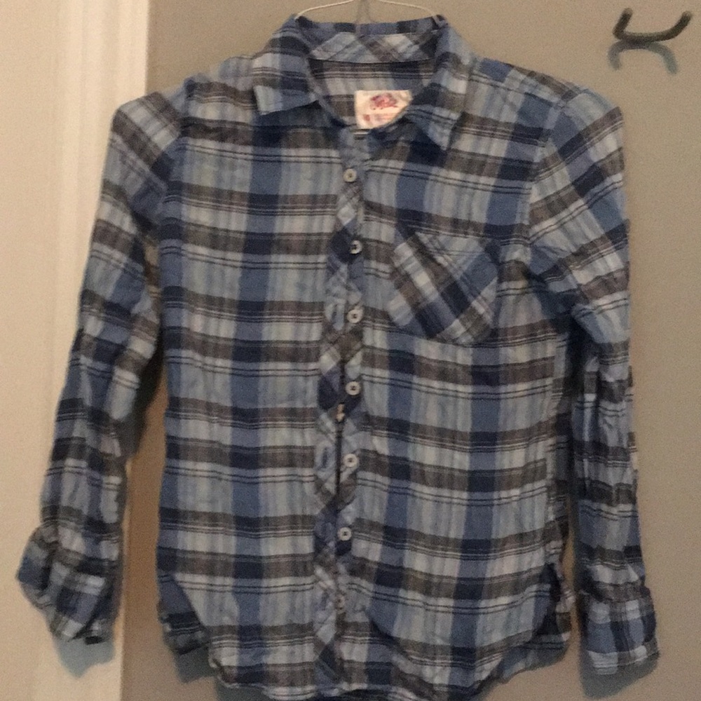 Cute Girls Blue Flannel shirt